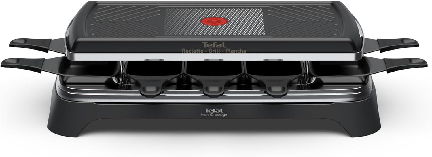 Tefal - Inox & Design - 10 pers. - Raclette, gril, plancha, antiadhésif - RE458NF0