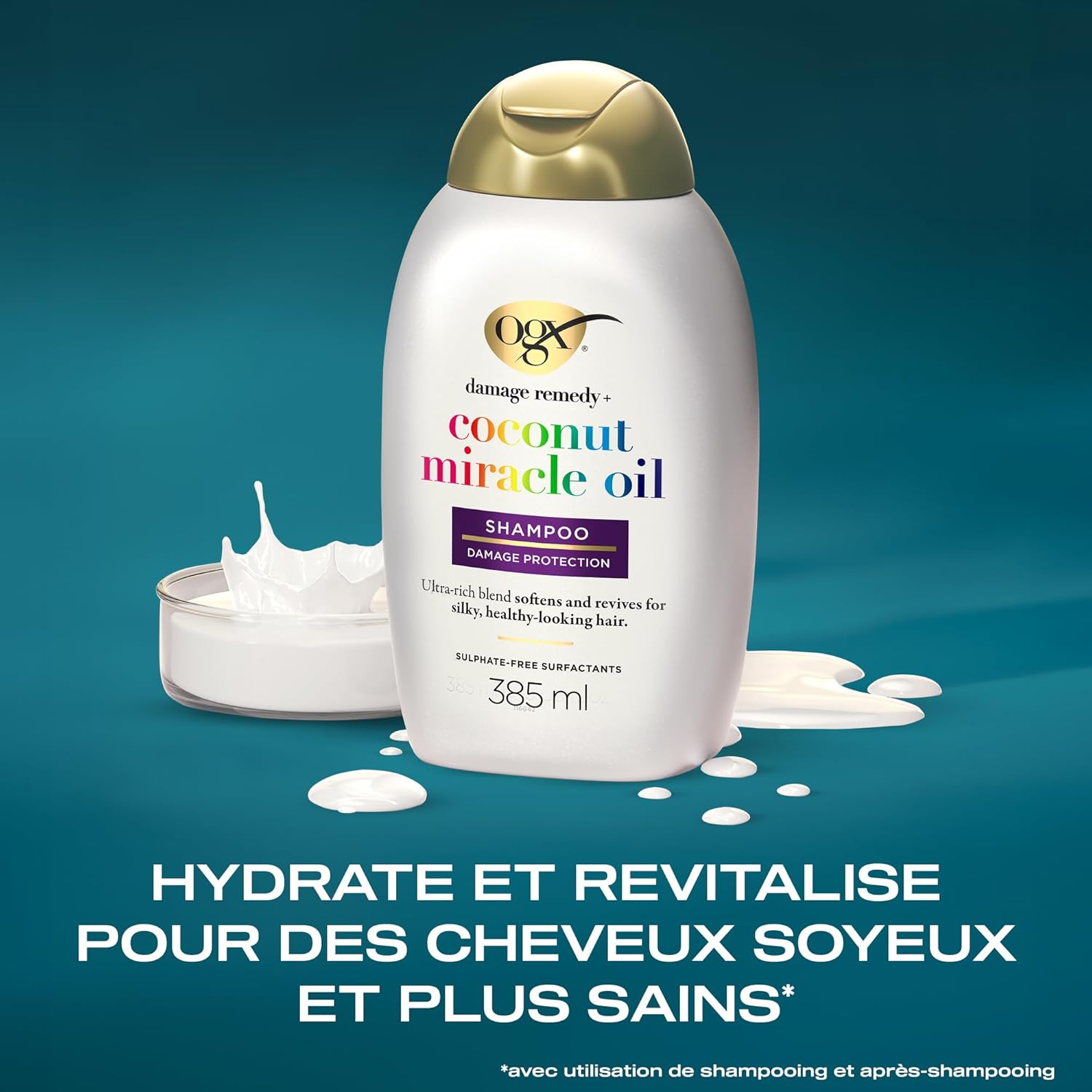 OGX - Shampooing Damage Remedy Coconut Miracle Oil - 385 ml - Répare et nourrit cheveux secs