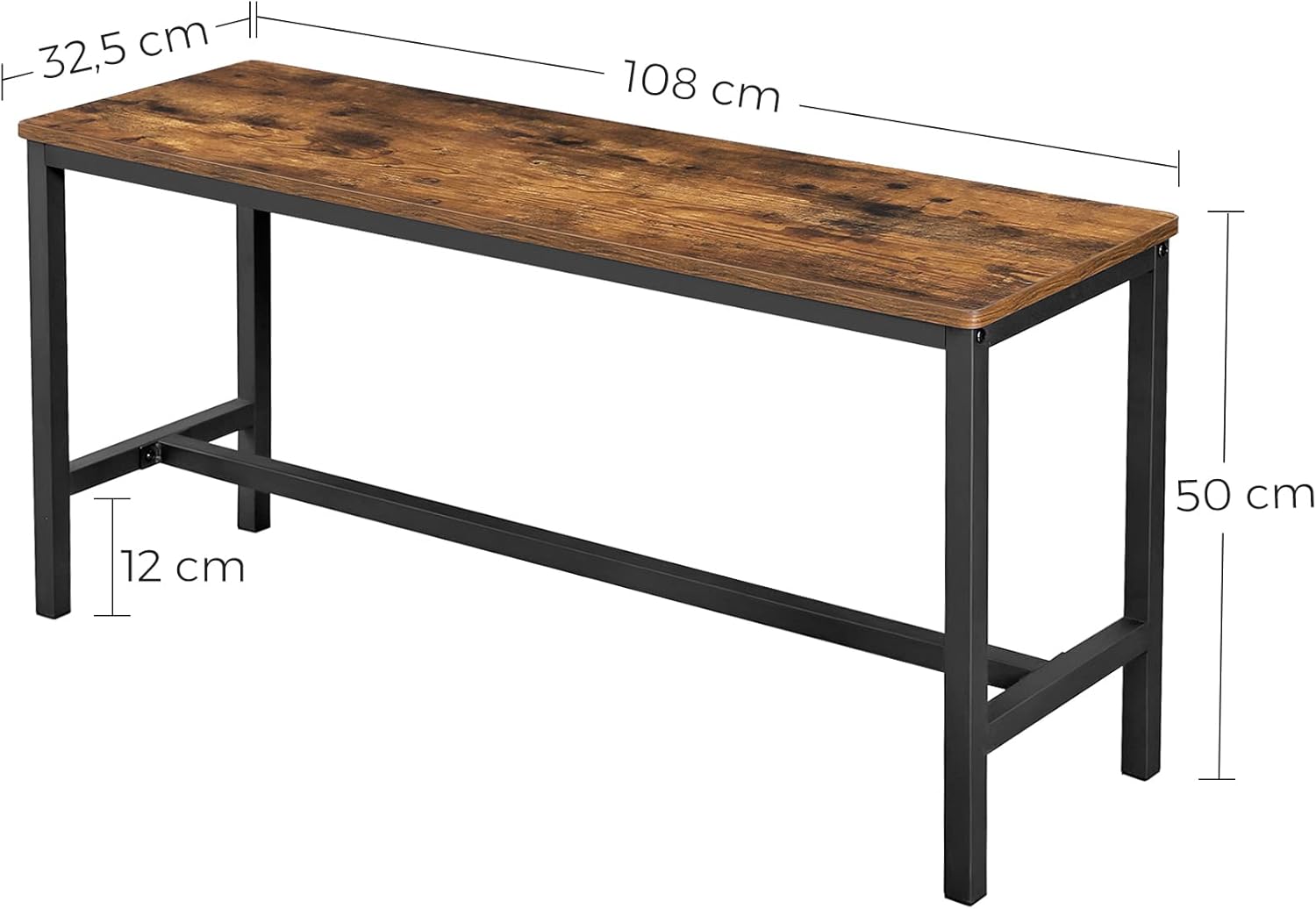 VASAGLE - bancs salle à manger - 108x32,5x50cm - métal, industriel, lot de 2, KTB33X