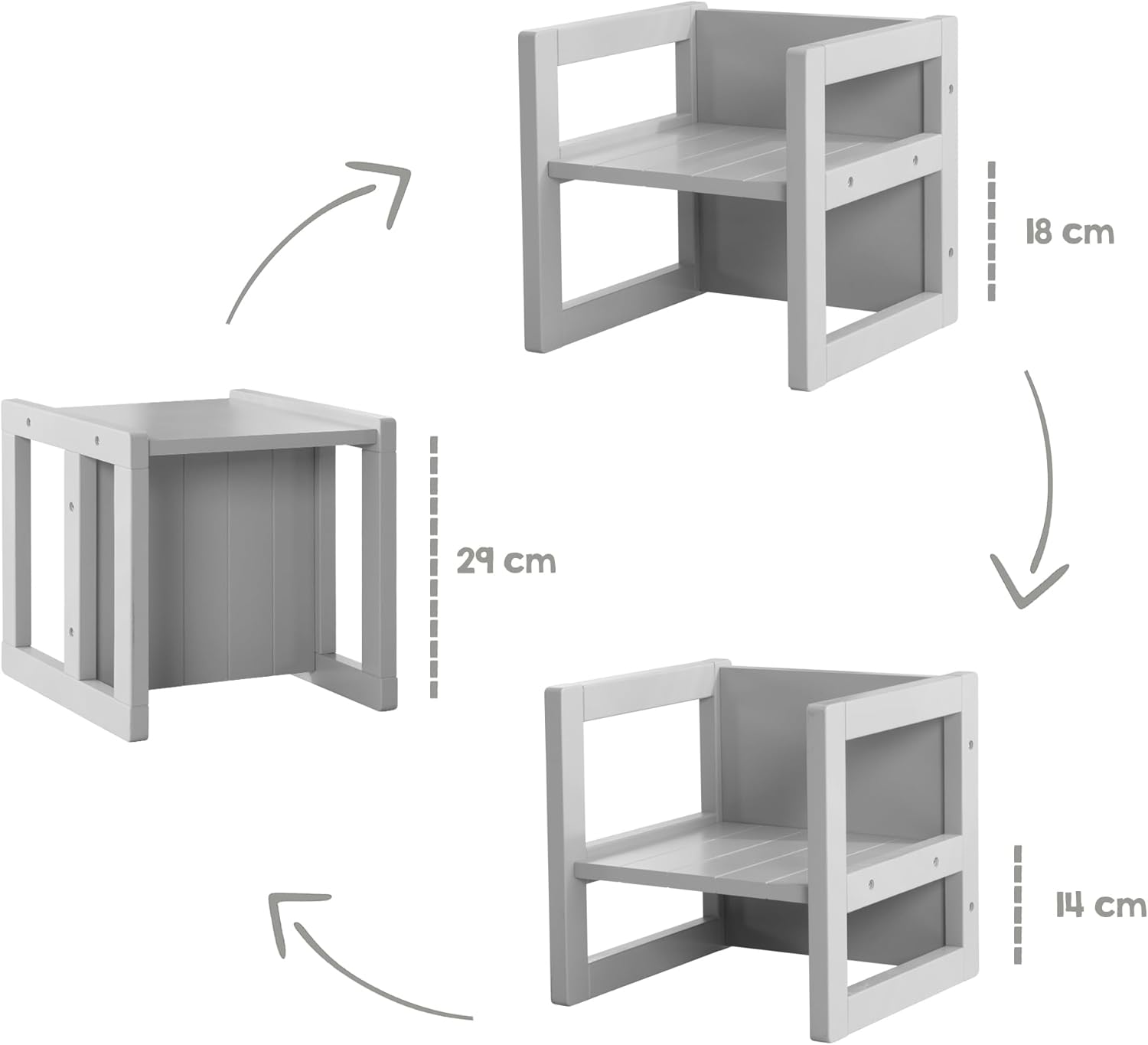 roba - Chaise enfant réversible - 30x30 cm - 3 hauteurs, 60 kg max