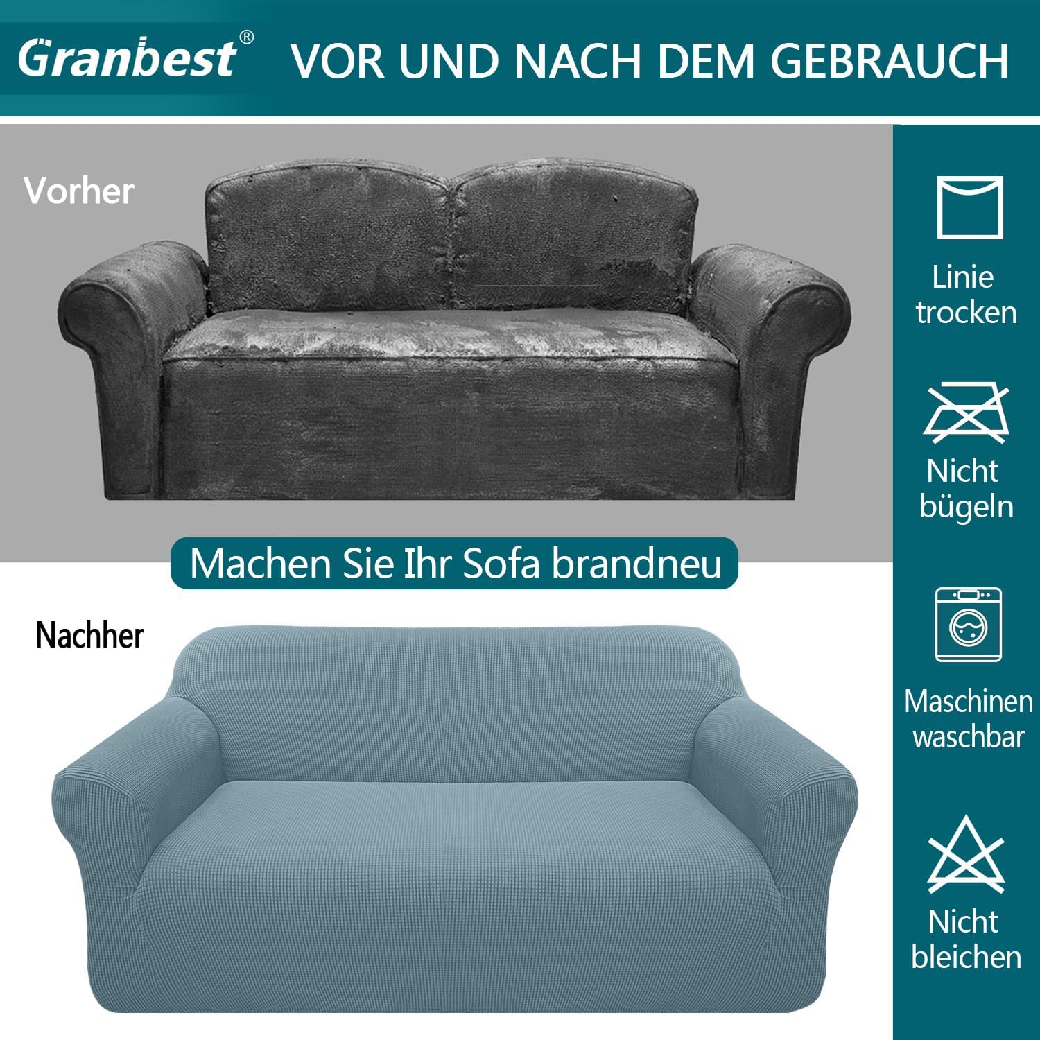 Granbest - housse de canapé Jacquard - 4 places - extensible, protection animaux