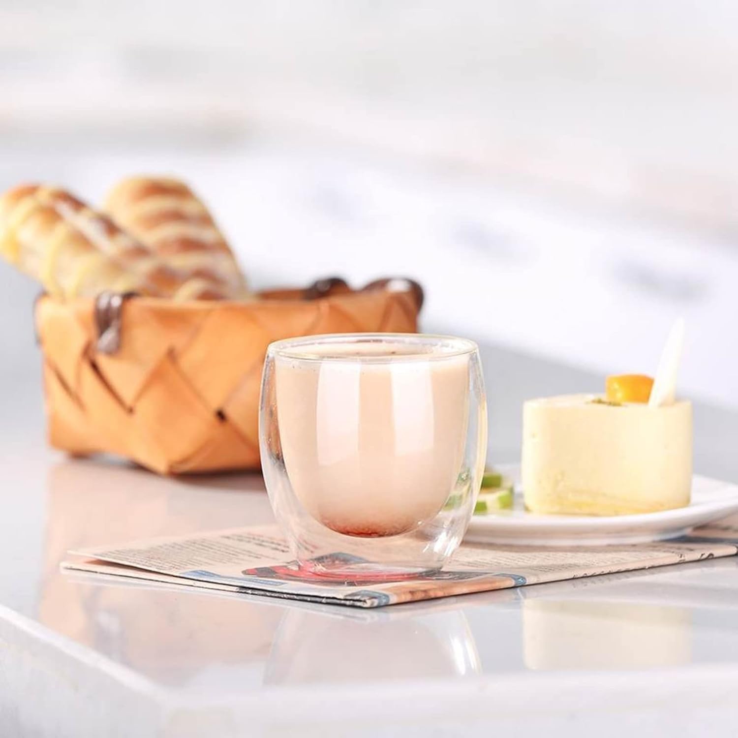 Tasses à expresso double paroi - lot de 6 - 80 ml - verre résistant effet flottant