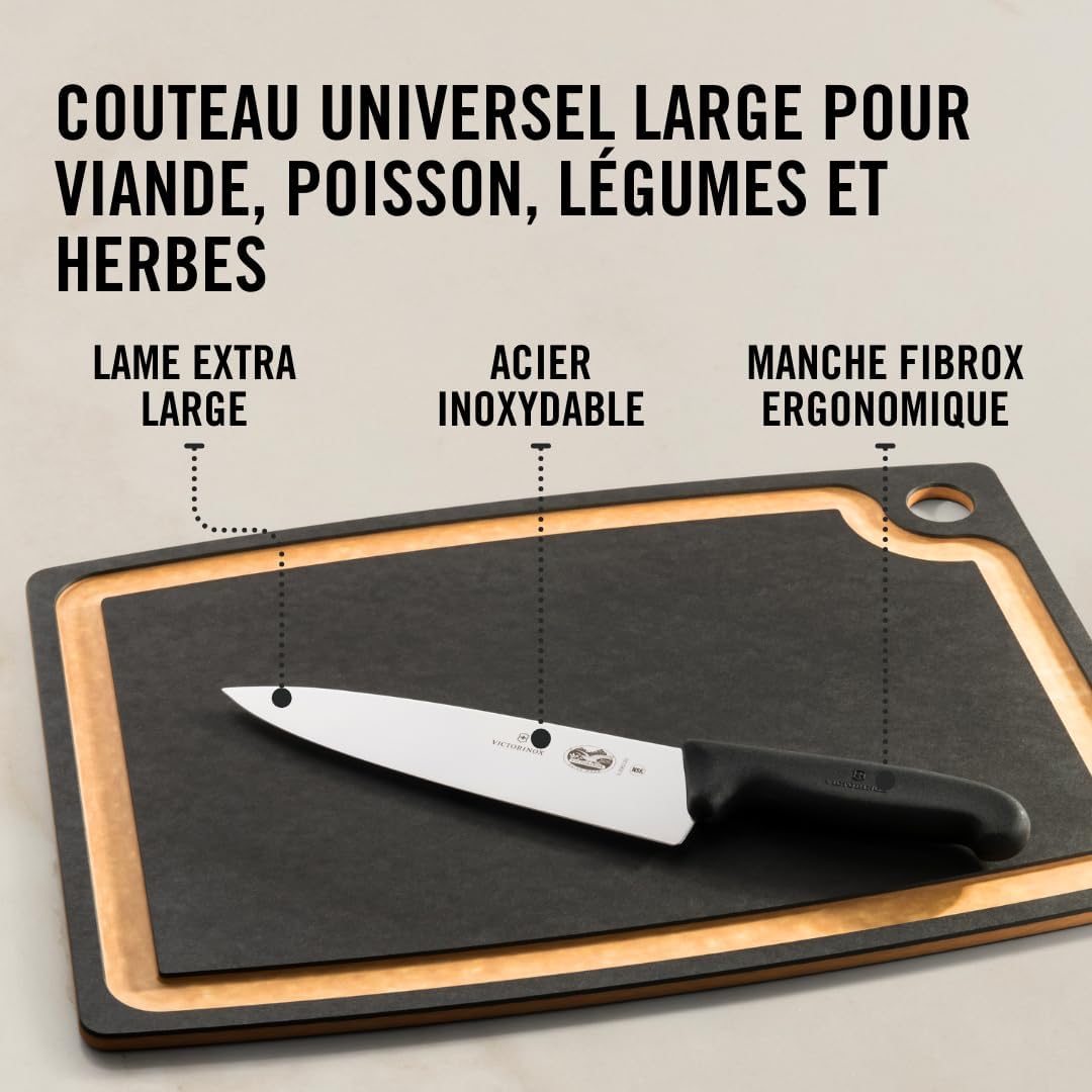 Victorinox - Fibrox Chef - 20 cm - Lame inox lisse, poignée ergonomique