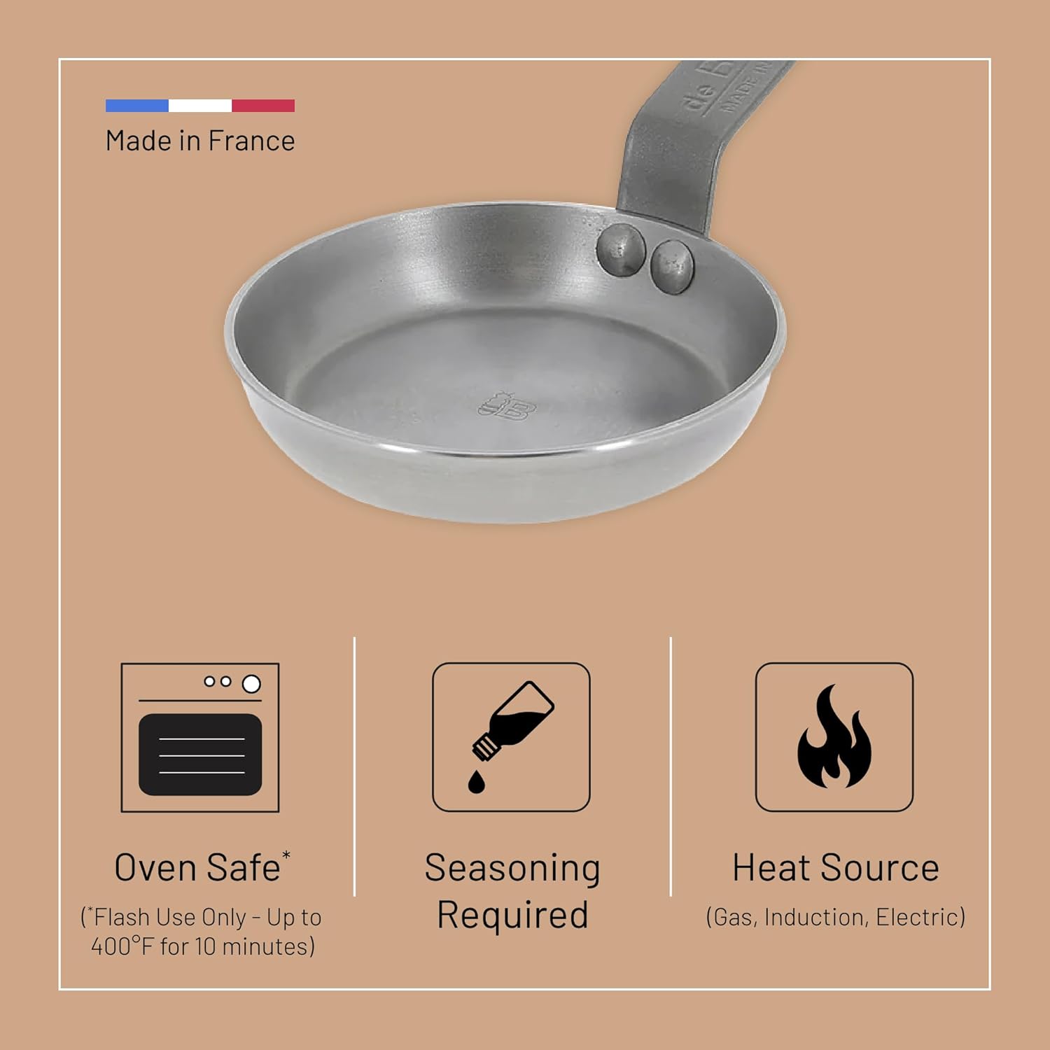 De Buyer - poêle à blinis Minéral B Element - 12 cm - acier naturel