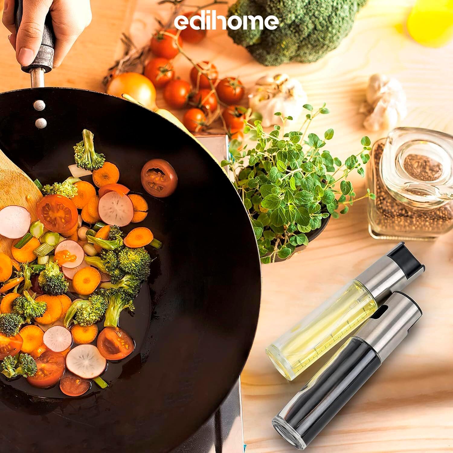 edihome - spray cuisine 100ml - verre & acier, anti-goutte, pour friteuse