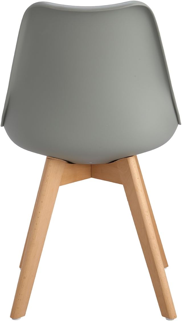 EGGREE - Chaises scandinaves lot de 8 - bois hêtre, rembourrées, grises