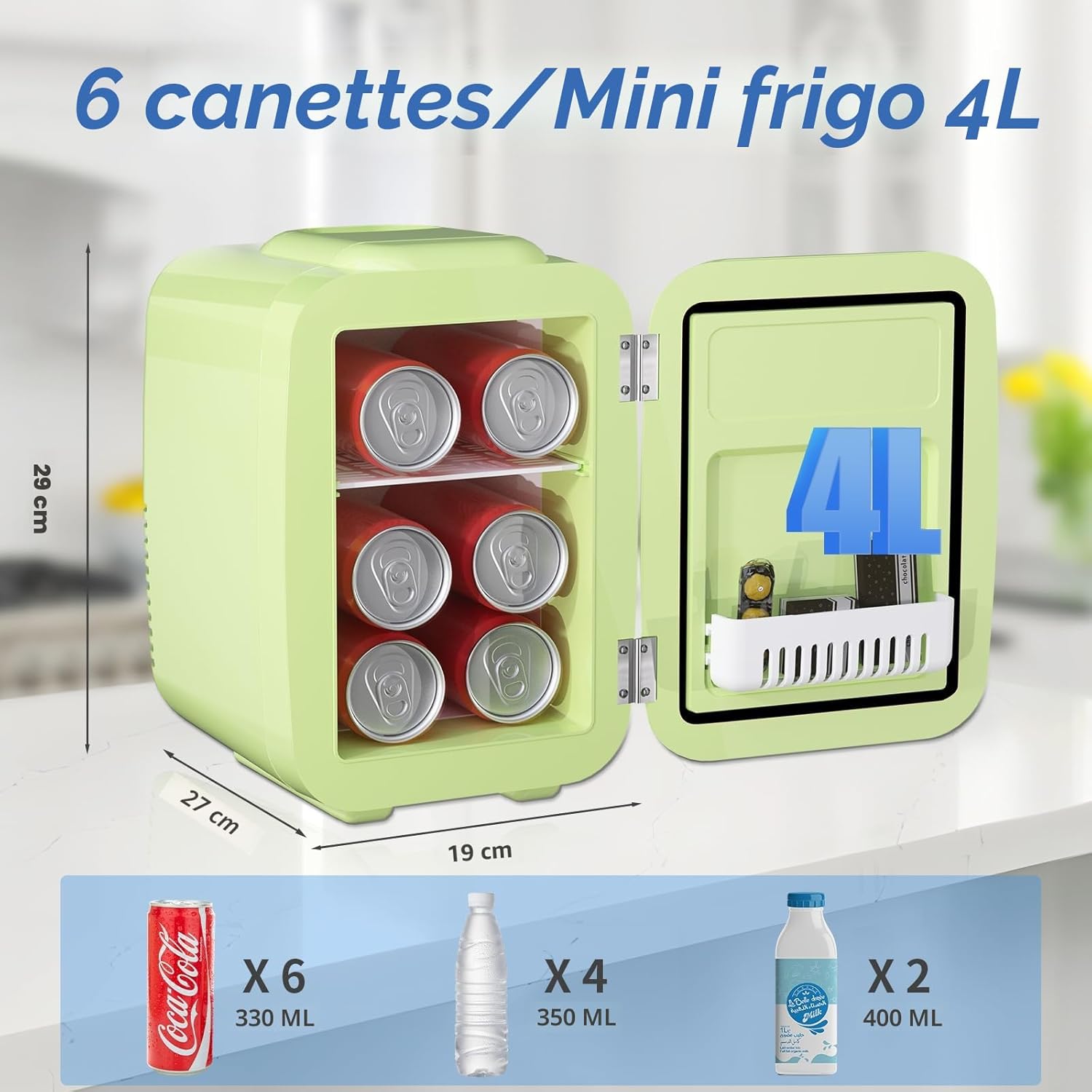 YASHE - mini réfrigérateur 4L - 220V/12V - froid/chaud, compact