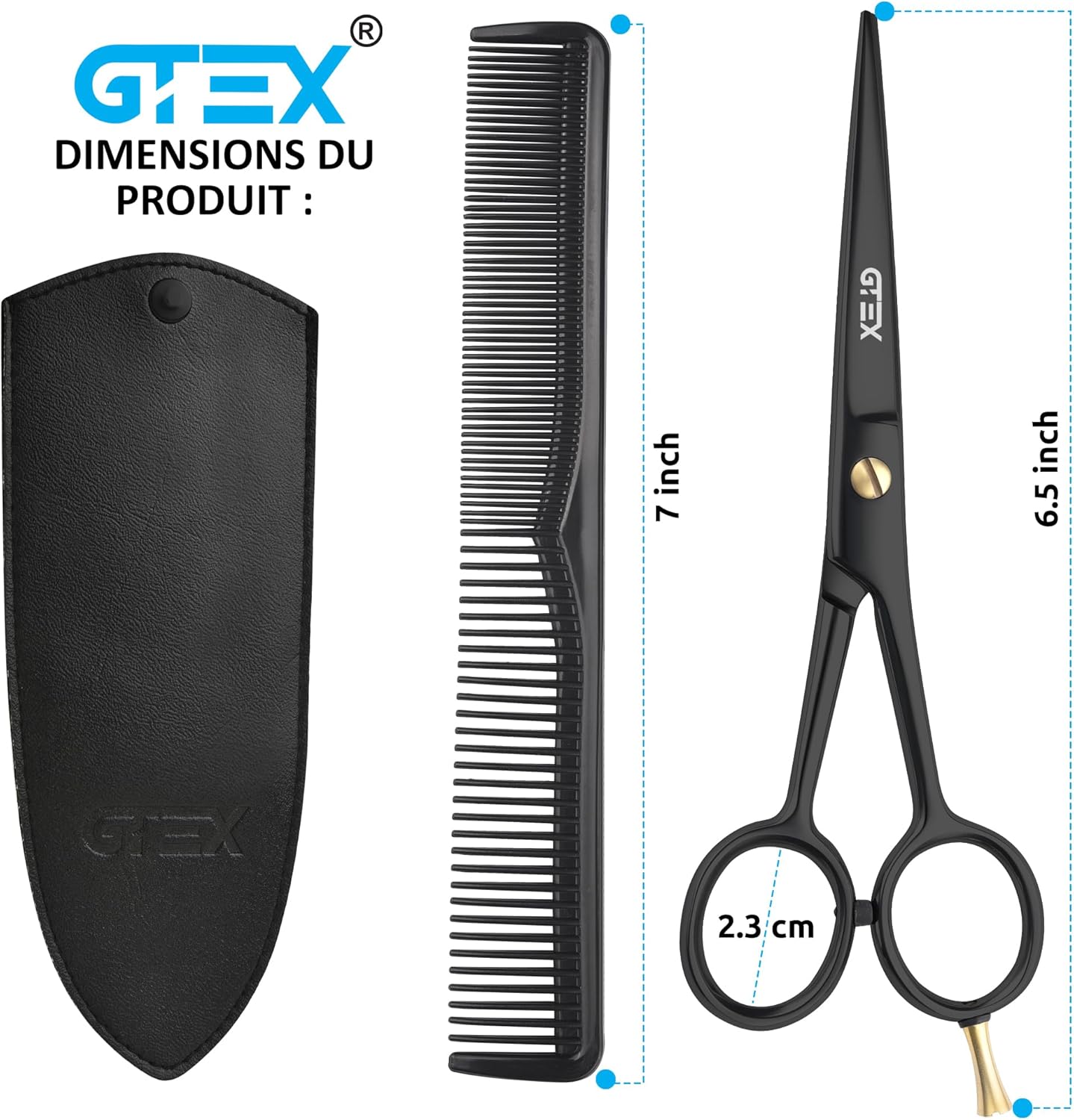 GTEX - Ciseaux Coiffure Pro - 6,5 pouces - acier inox haut carbone