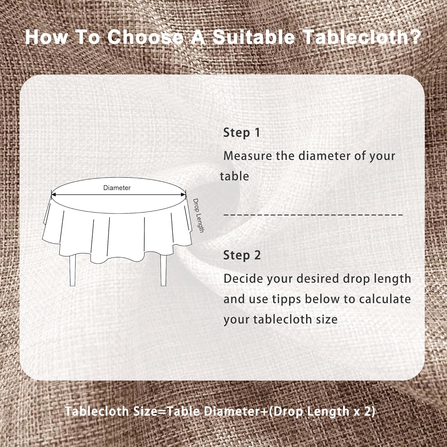 DWCN - nappe ronde effet lin lavable 180 cm, usage intérieur/extérieur