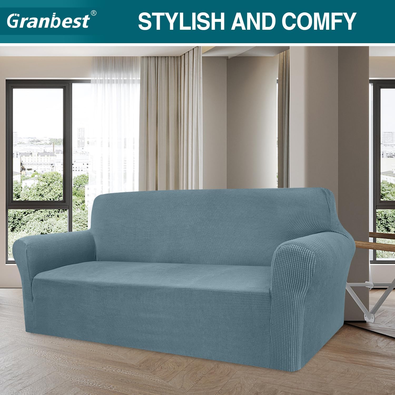 Granbest - housse canapé jacquard 3 places - haute élasticité, protection animaux