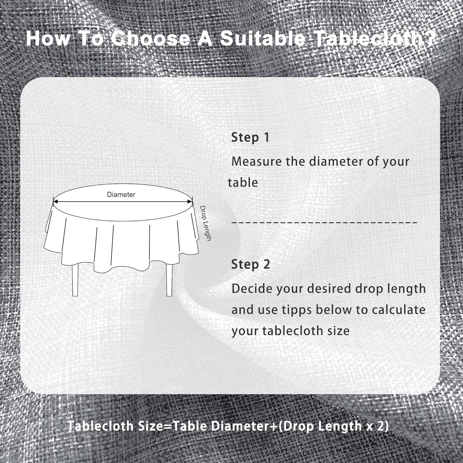 DWCN - Nappe ronde 180 cm - anti-tache, imperméable, effet lin