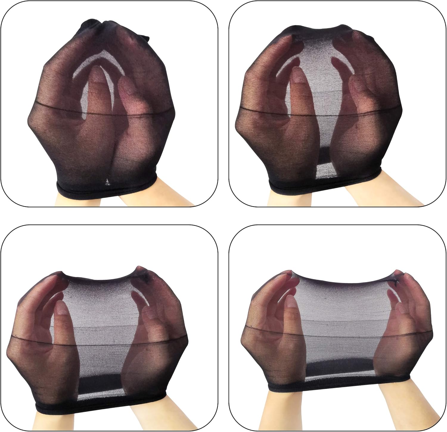 Bonnets de perruque en nylon unisexes - lot de 12 - respirants, noirs