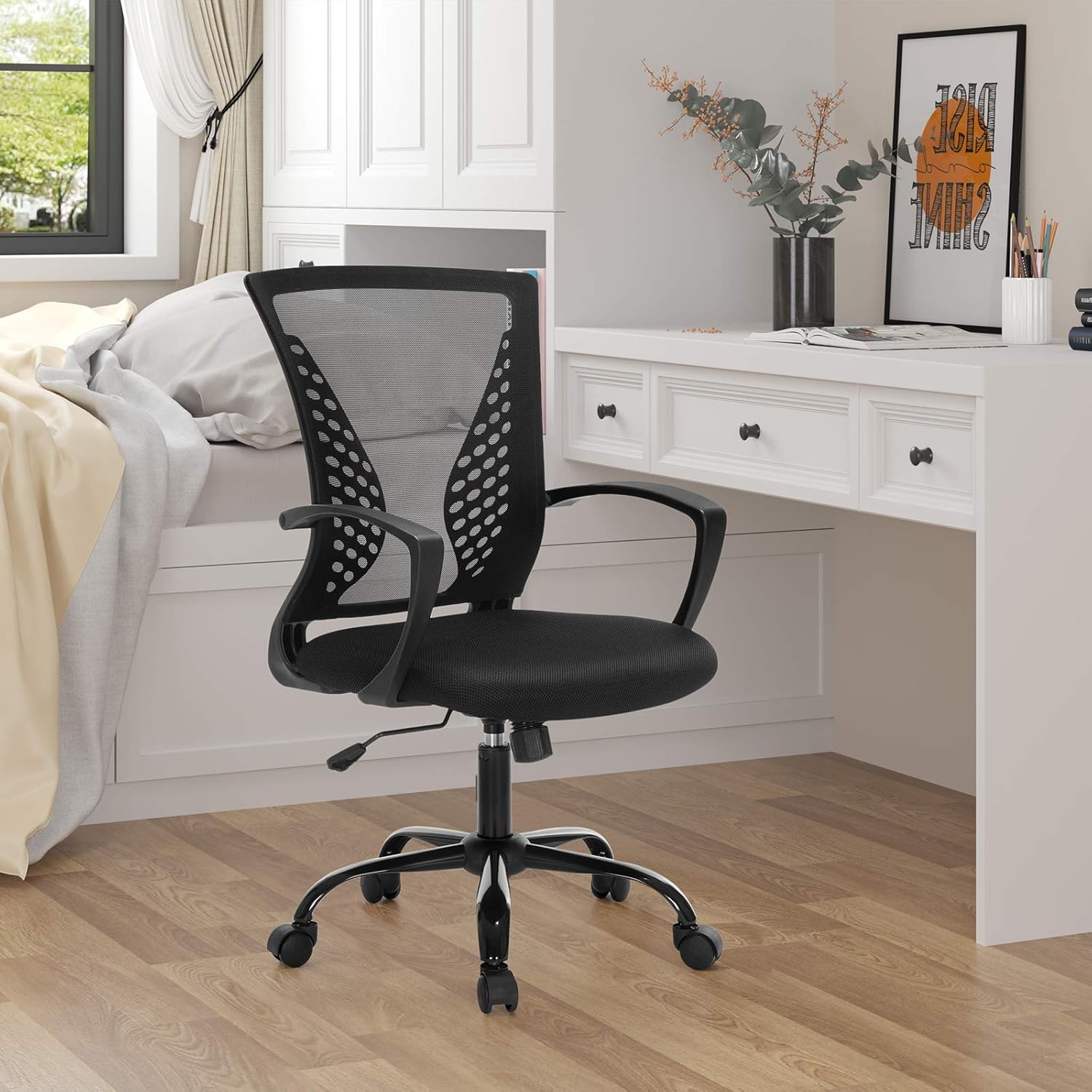 SONGMICS - fauteuil de bureau ergonomique, hauteur réglable, toile respirante, charge max 120 kg, OBN22BK