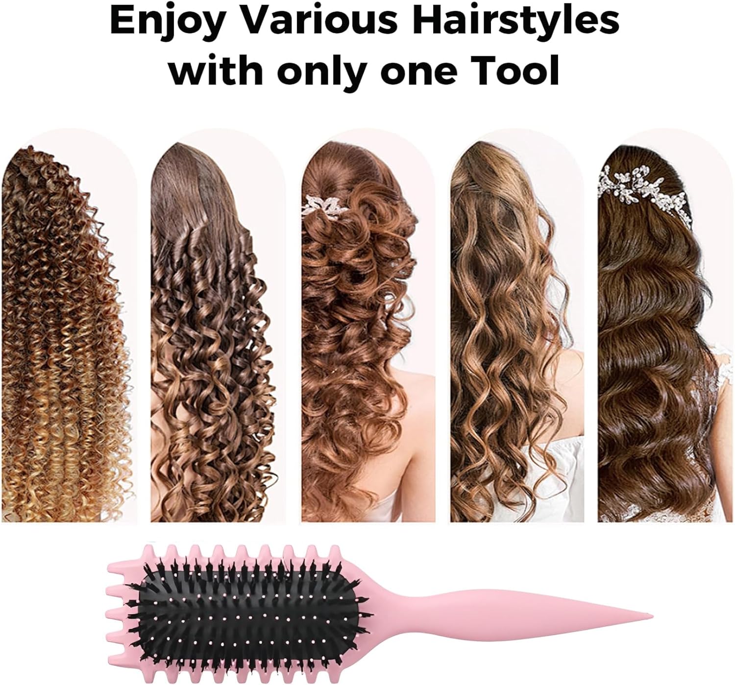 Brosse à boucler - modèle boucles défini - 28cm - réduit frisottis, fixe et modèle