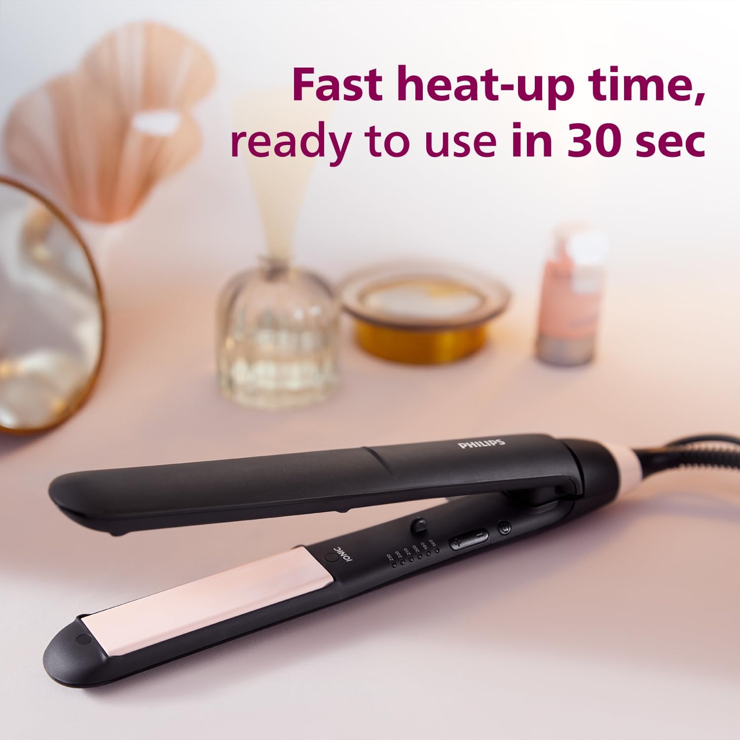 Philips - lisseur ThermoProtect StraightCare - 23,4x18,6x7,2 cm - plaques céramique, réglages de température - BHS378/00