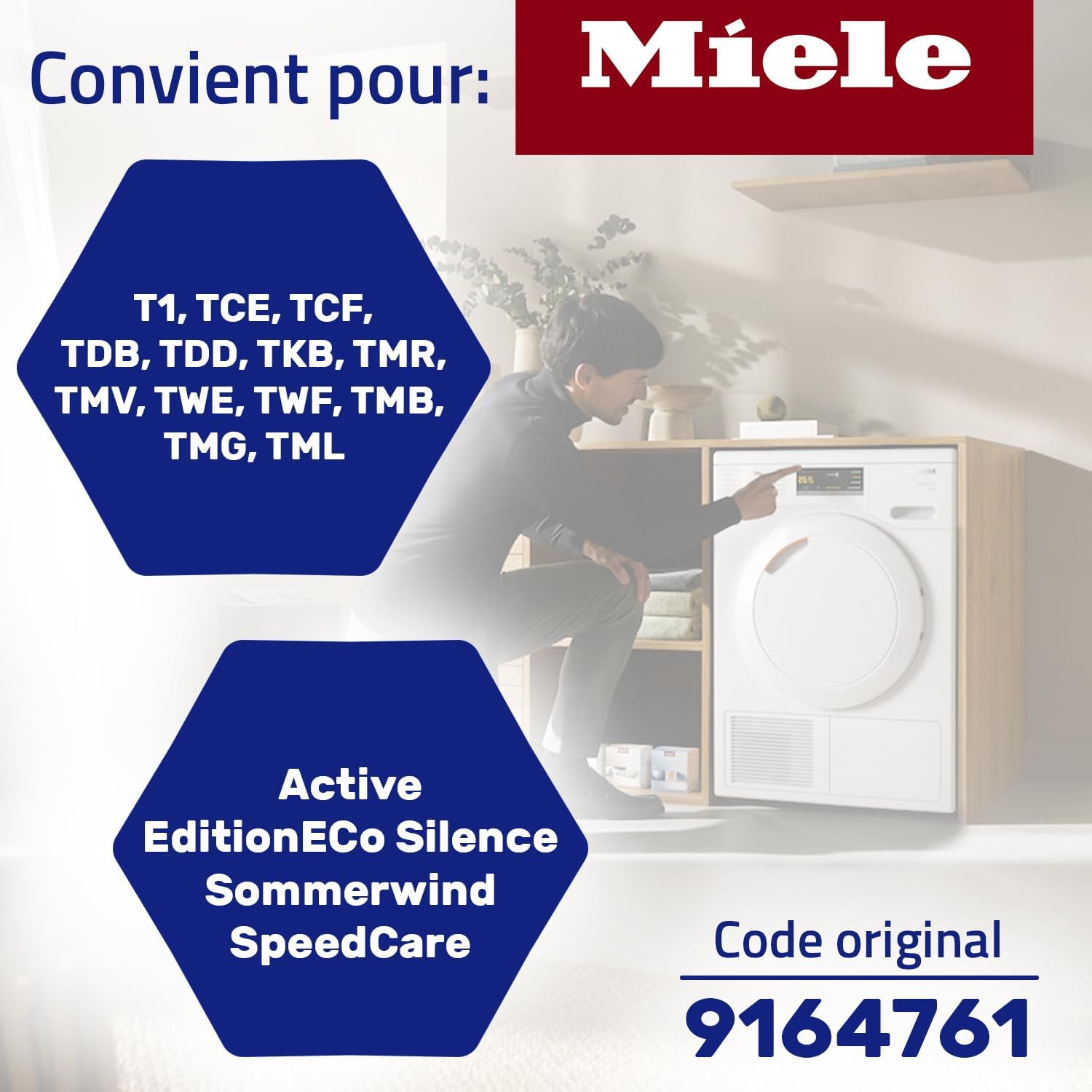 Miele - filtre sèche-linge - 208x155x30mm - pack 2 pièces, mousse, 9164761