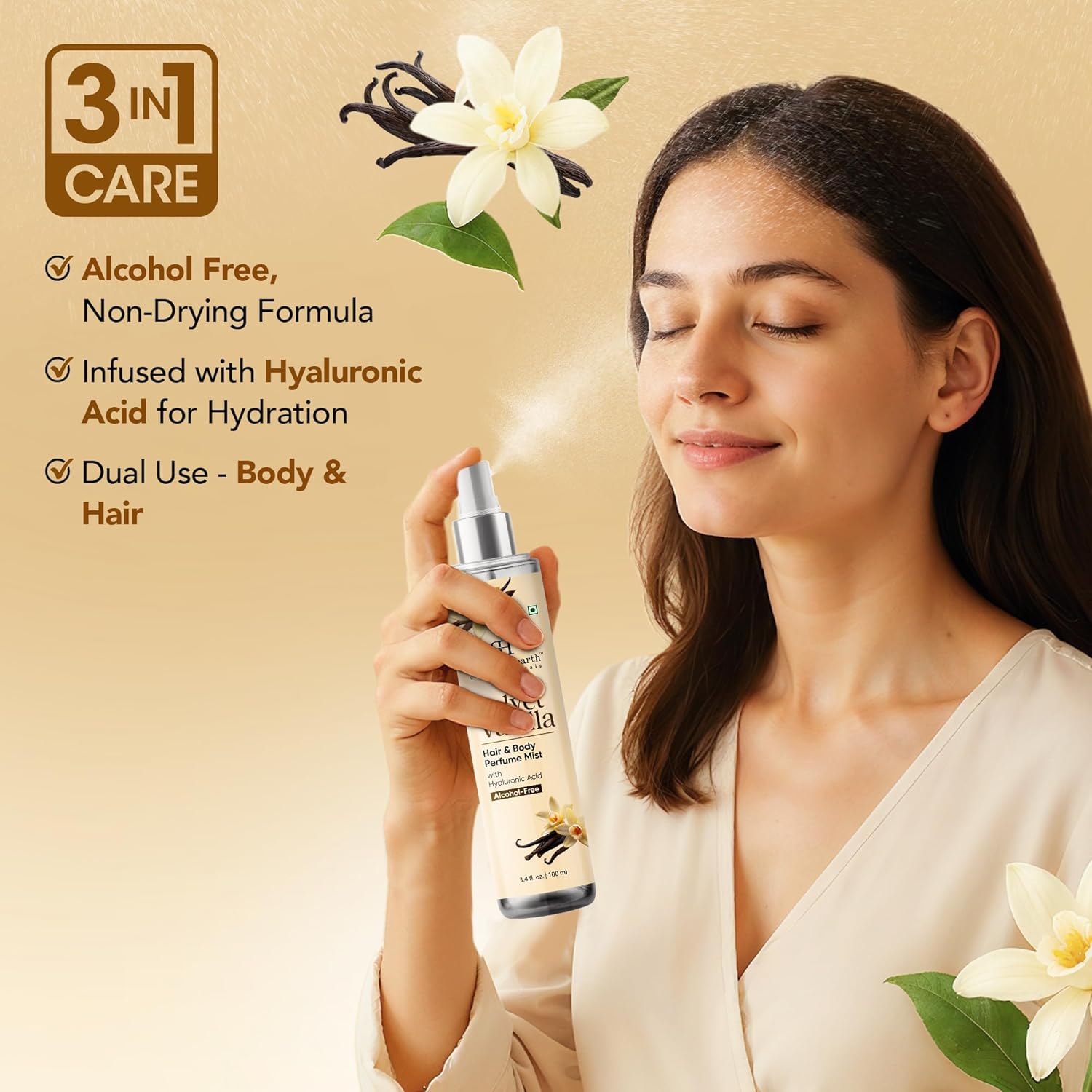 Botanic Hearth - Brume parfumée vanille - 100 ml - Déodorant cheveux & corps, fraîcheur longue durée