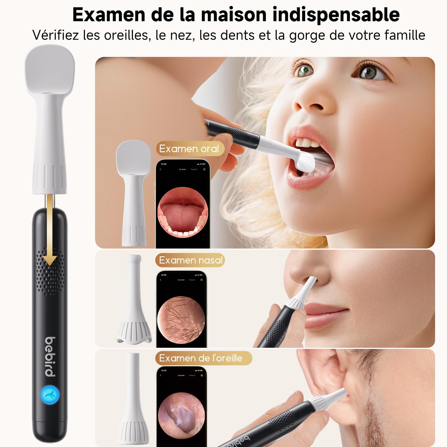 Otoscope - Kit nettoyage oreille caméra lumière USB - nettoyage précis