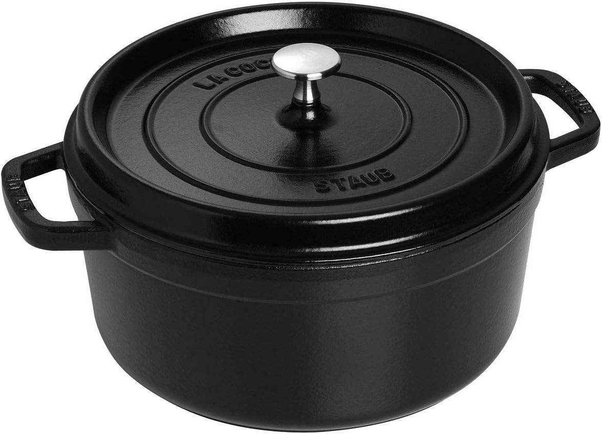 STAUB - cocotte ronde fonte émaillée - 24cm 3.8L 4 pers - noir mat