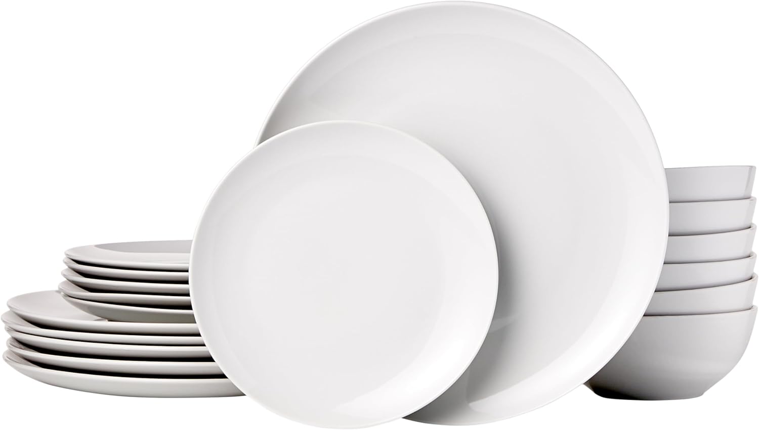 maxii-dealz Basics - service de table 18 pièces - porcelaine blanche - pour 6 personnes