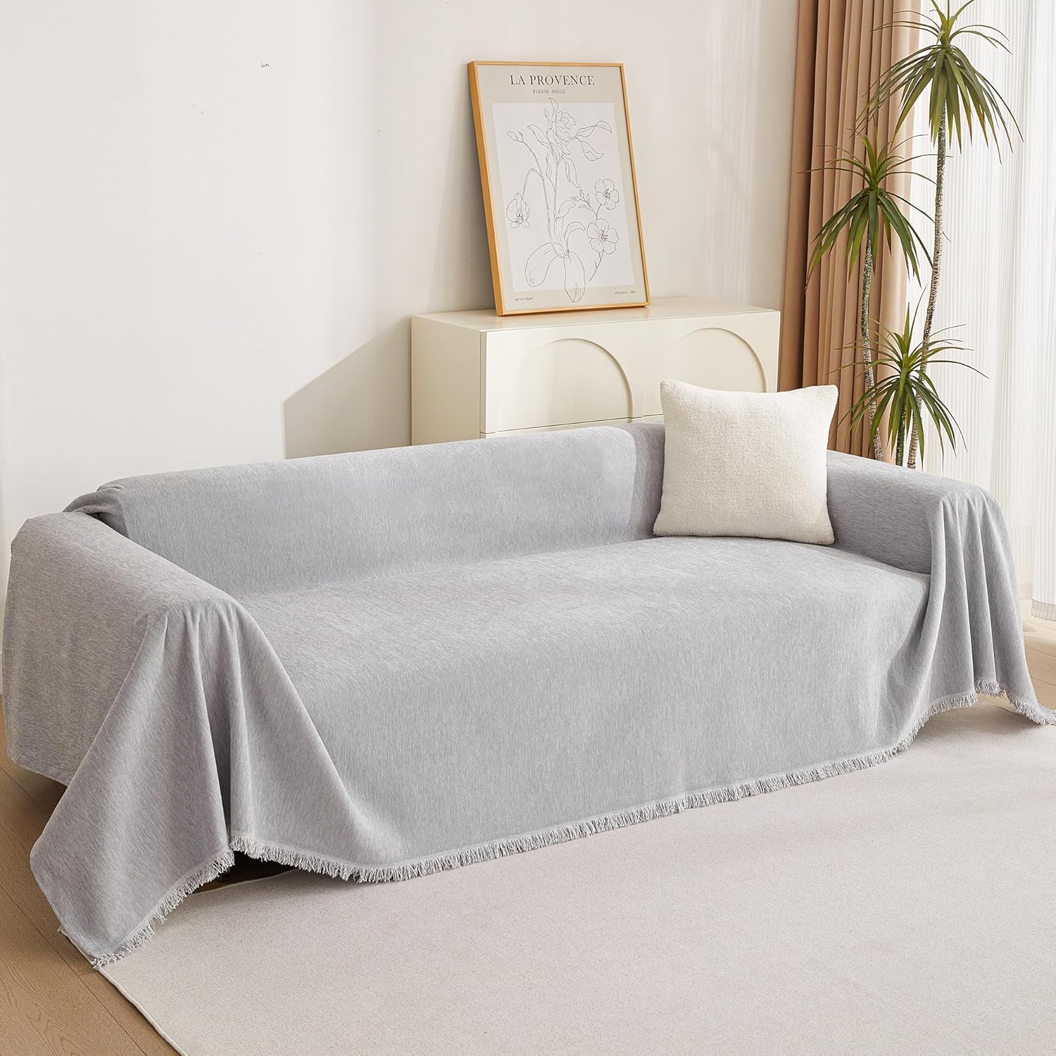 MYSKY HOME - housse canapé, protection anti-rayures, 180x340cm, gris clair