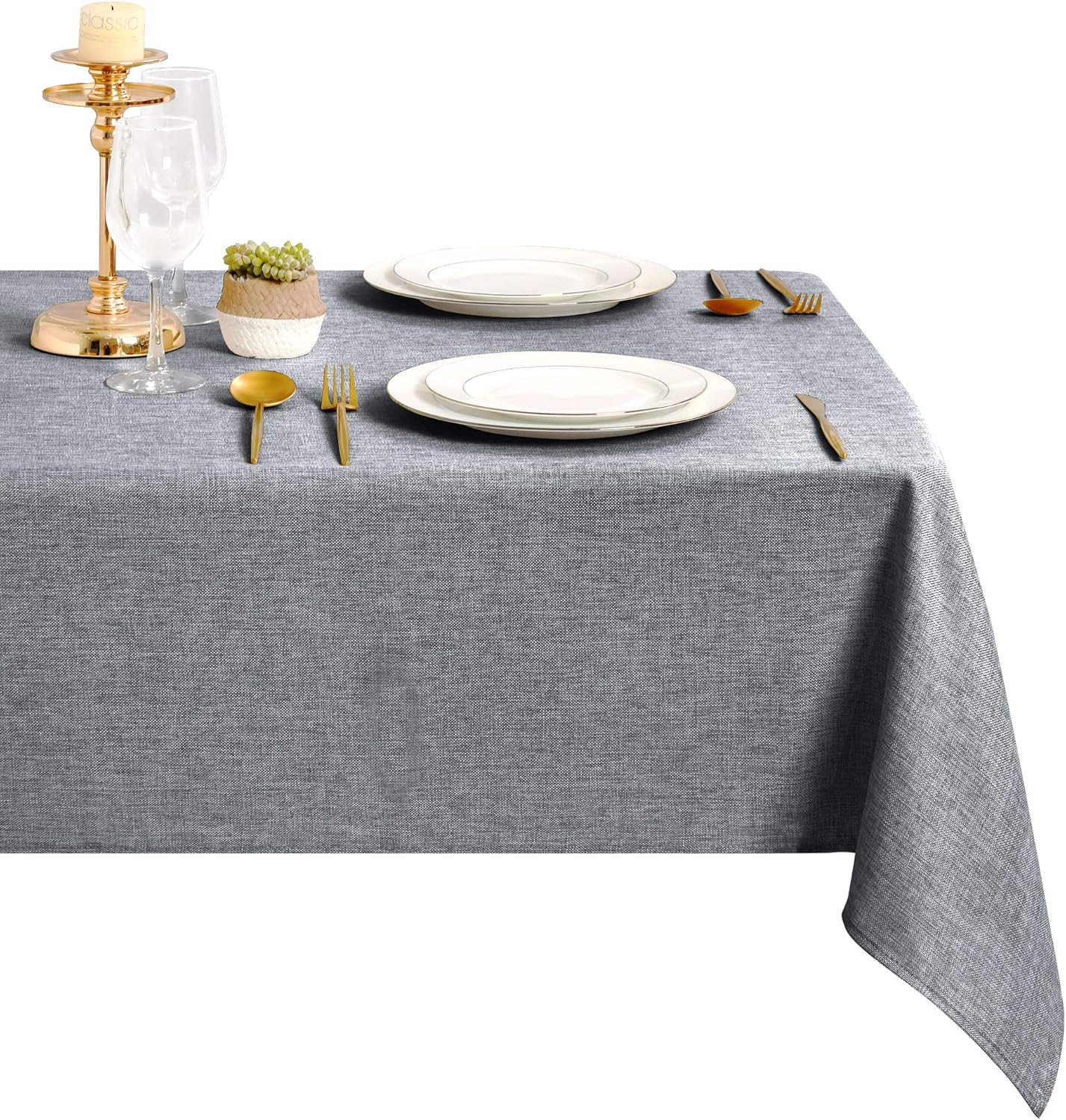 DWCN - nappe aspect lin - 135x260cm - lavable, imperméable, anti-tache