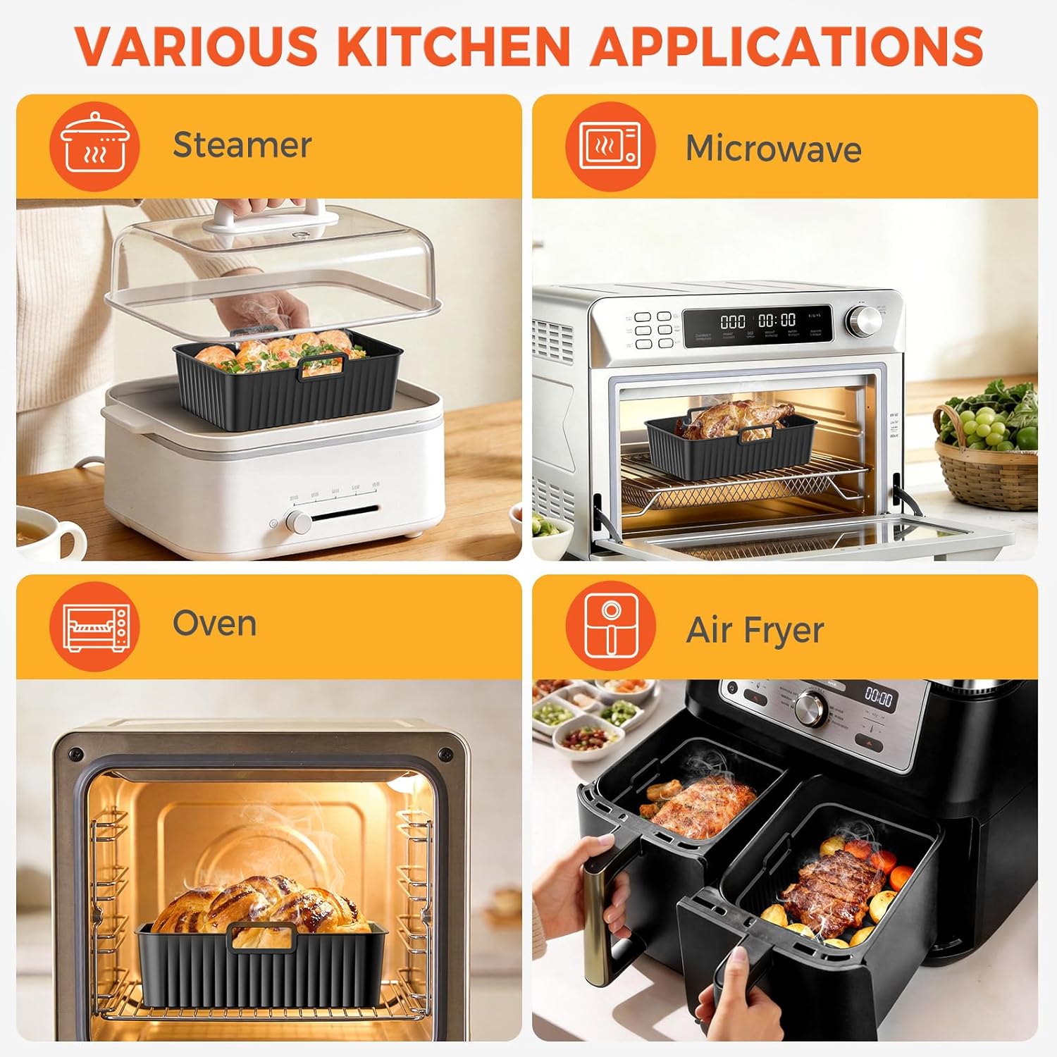 Diboniur - Accessoires friteuse silicone - 7,6L-9,5L - Lot de 2, réutilisable, lave-vaisselle