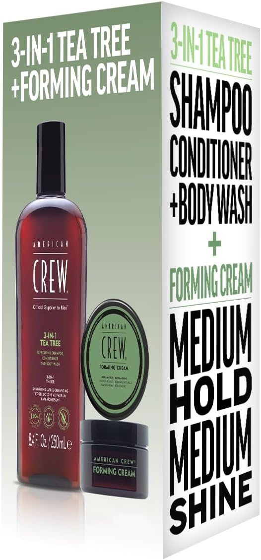 American Crew - Duo 3 en 1 & Forming Cream - 250ml/50g - shampooing, parfum arbre à thé, cire cheveux