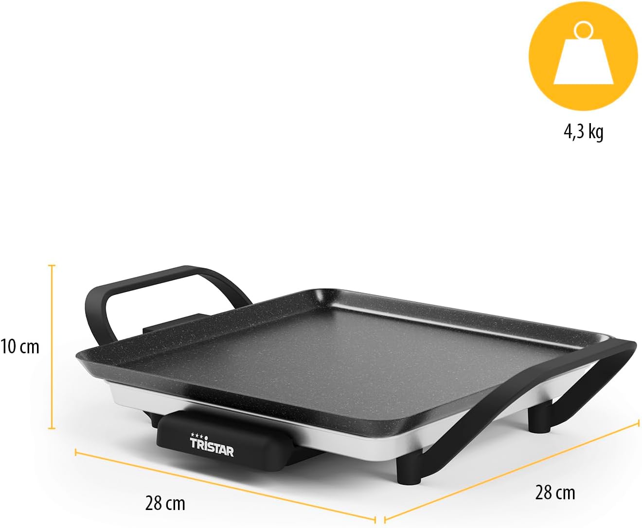Tristar - Table Grill Slim M - 28x28 cm - Thermostat réglable, antiadhésif, bac amovible - BP-2666