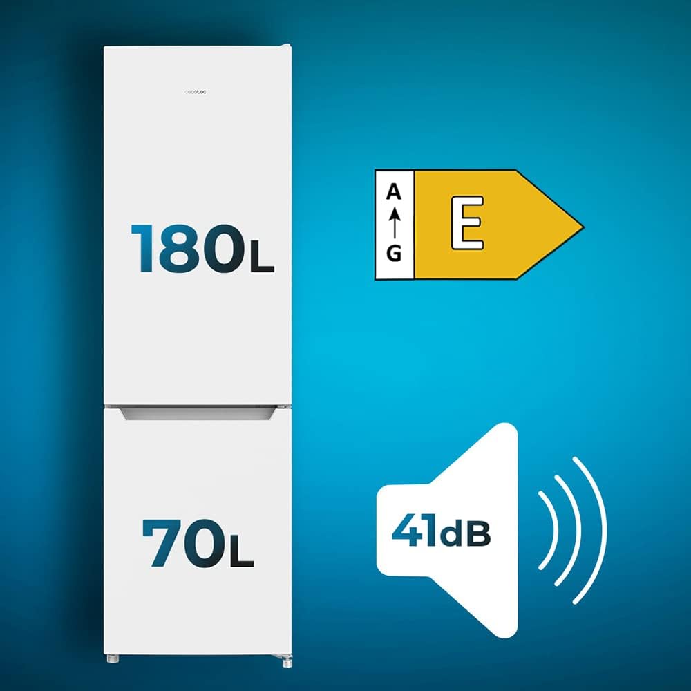 Cecotec - Bolero CoolMarket Combi 250 - 180x55 cm - 250 L, No Frost, Multi Air Flow, basse consommation