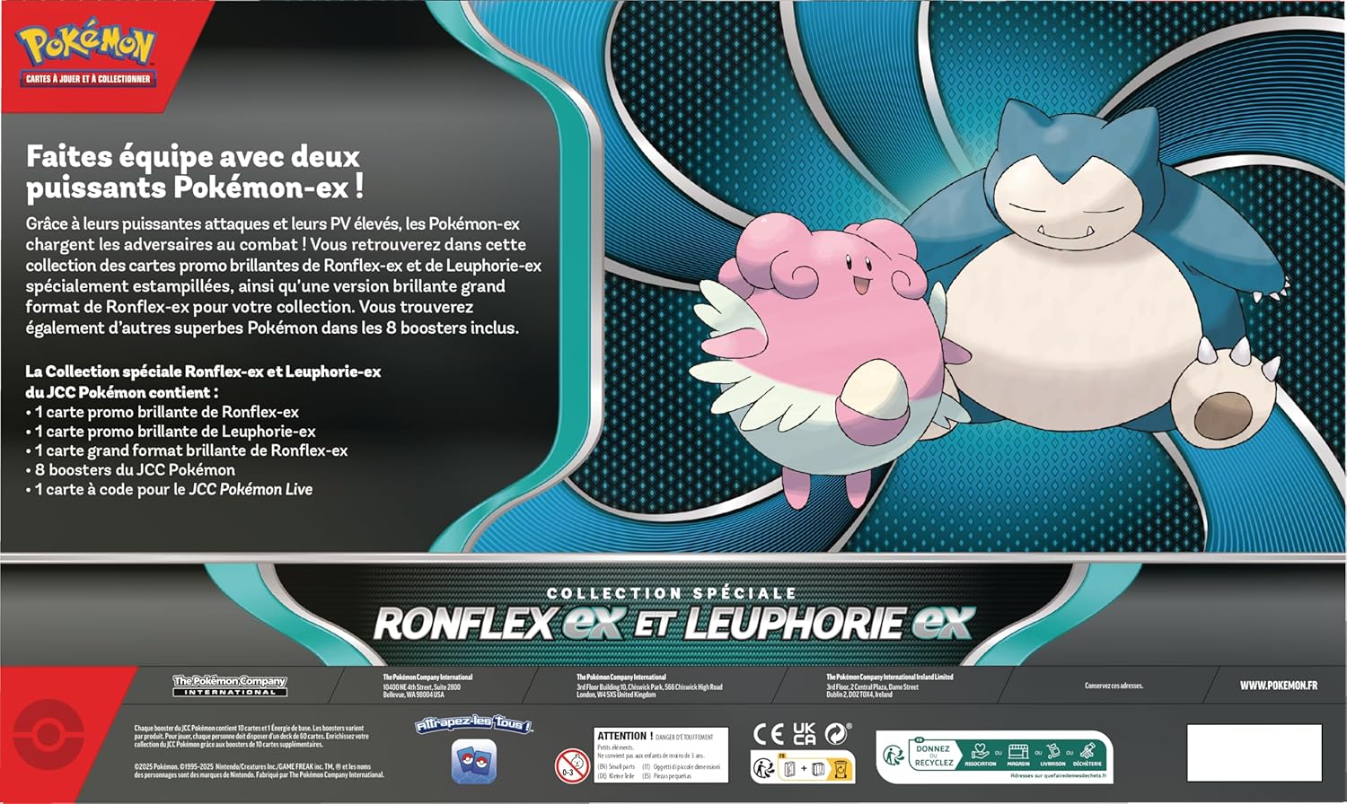 Pokémon - Collection spéciale Ronflex-ex/Leuphorie-ex (JCC) - 8 boosters, 2 cartes promo brillantes, carte grand format