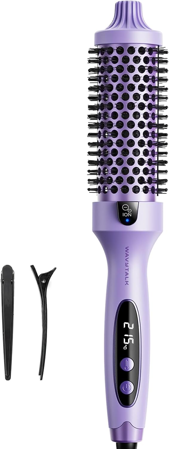 Wavytalk - Blowout Boost - 38mm - Brosse thermique ionique, 5 températures, double tension, violet