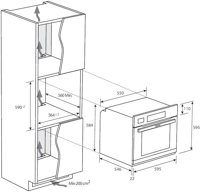 Haier - I-Touch Steam Series 4 - four 70L, pyrolyse, Wifi/Bluetooth, 16 fonctions, sonde thermique - HWO60SM4TS9BH