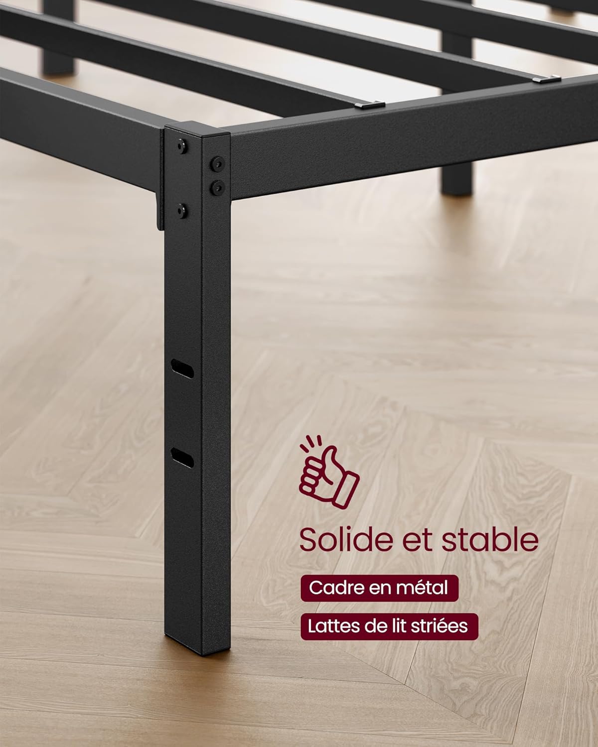 VASAGLE - Cadre de lit moderne - 140x190 cm - métal, rangement, RMB153BD01