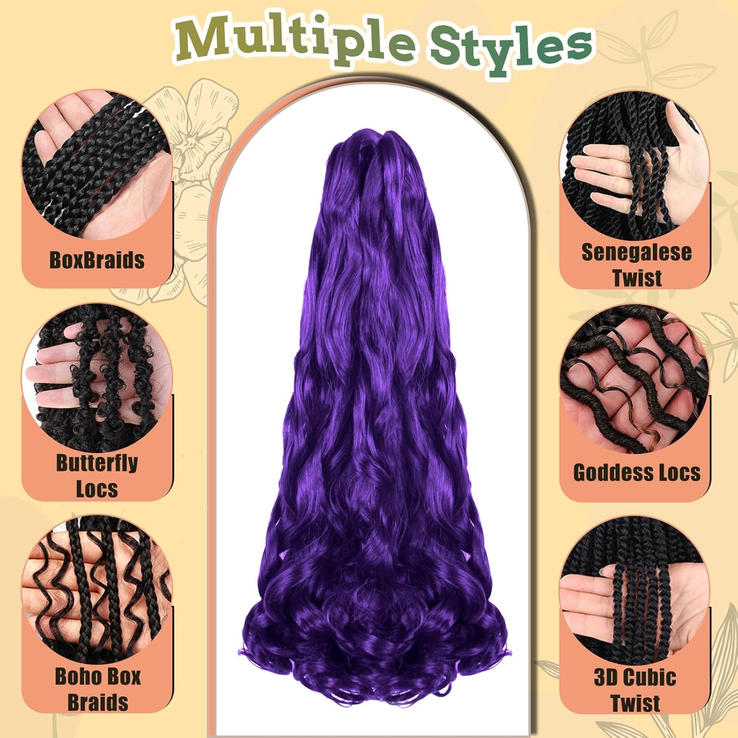 Enbeautiful - French Curl Braiding Hair - 24 pouces - 8 packs, boucles synthétiques, extrémités bouclées