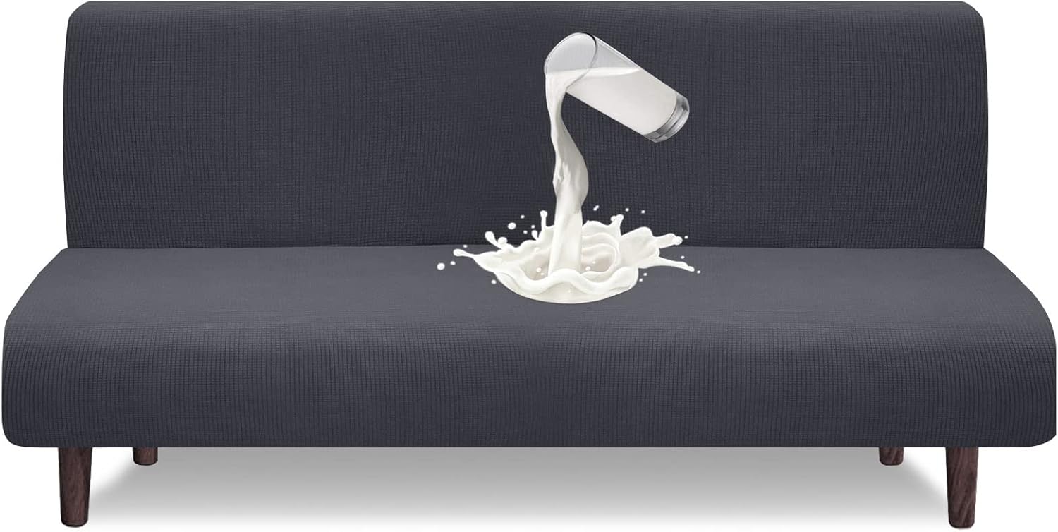 Granbest - housse futon haute élasticité, 180x120 cm, imperméable, antidérapante, sans accoudoirs, gris