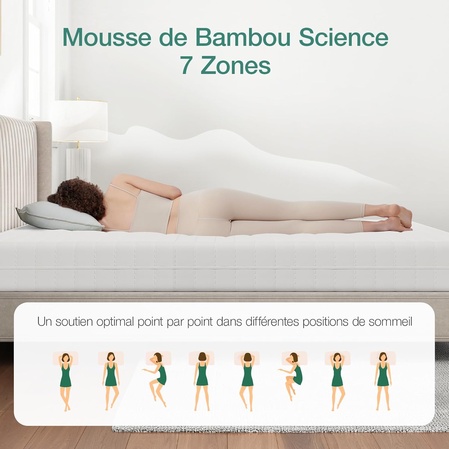 Novilla - Matelas 7 zones - 90x200cm - housse amovible, mousse, 16cm