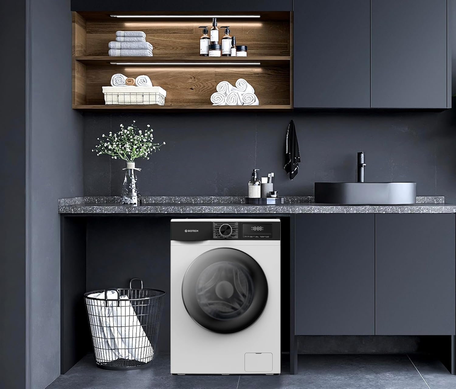 GEDTECH - lave-linge frontal 9kg, 1400tr/mn, 16 prog, eco, A-10% GLL91400WH