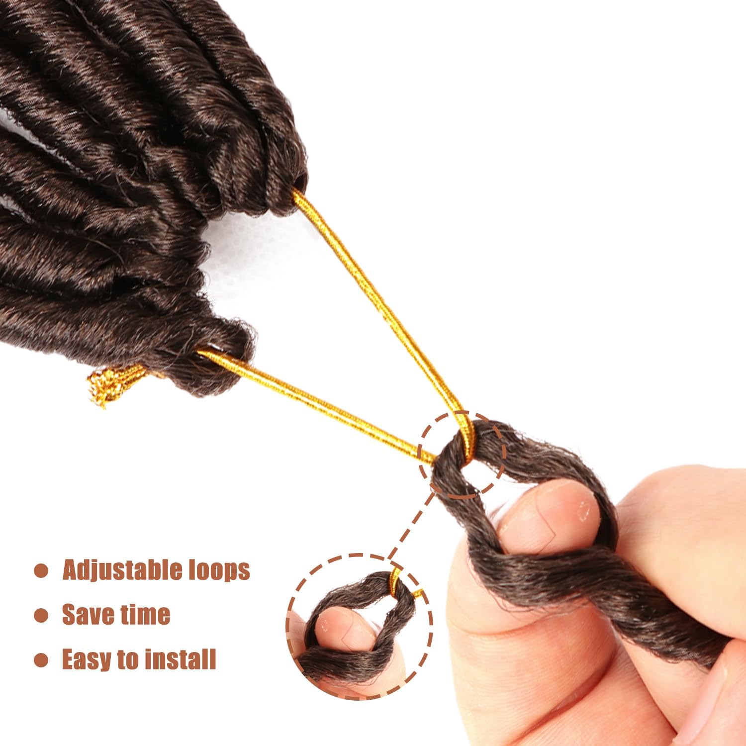 Faux Locks - Soft Locs Crochet Braids 60,9cm - Bouclées, lot de 8