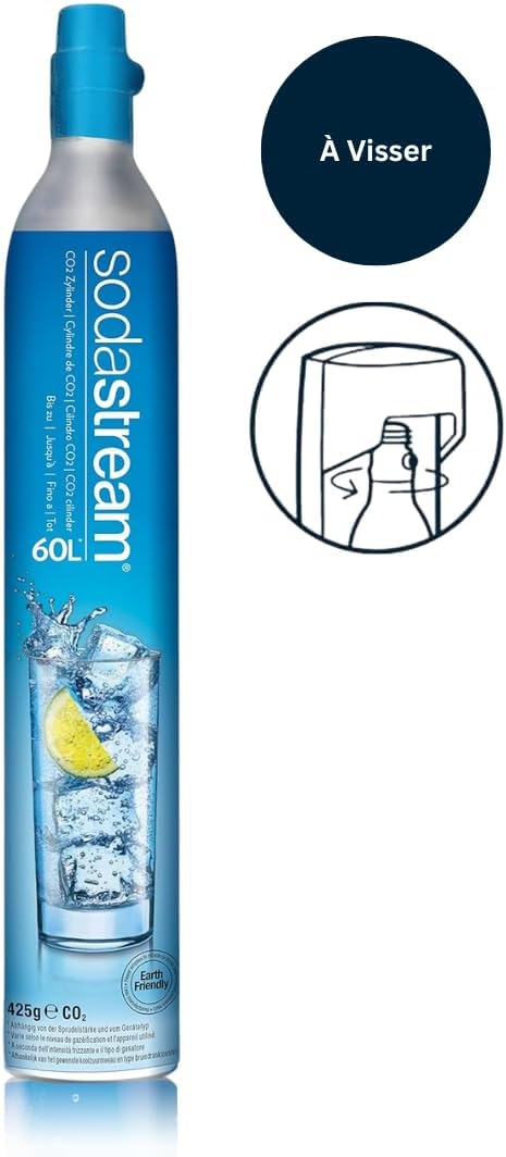 Sodastream - Recharge gaz 60L à visser - Compatible machines - Cartouche CO2