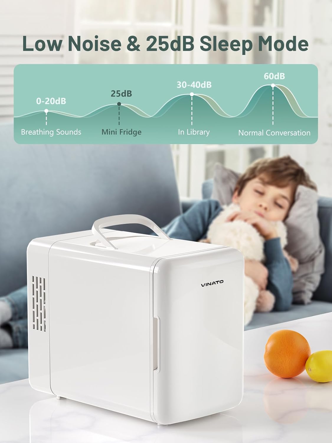 VINATO - Mini réfrigérateur 6L - refroidit et chauffe, portable, blanc