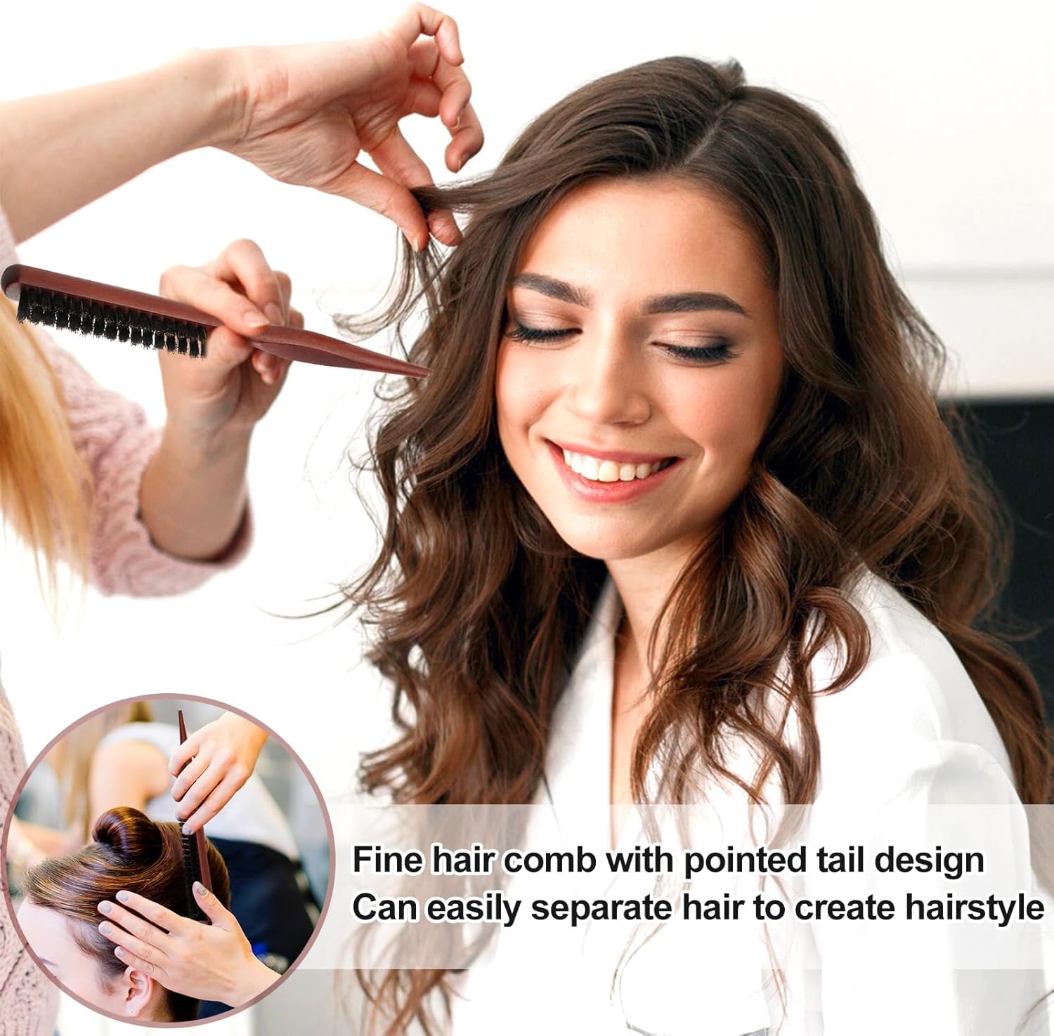 Brosses à cheveux - 2 pièces - poils de sanglier, démêlante, pour cheveux et barbe