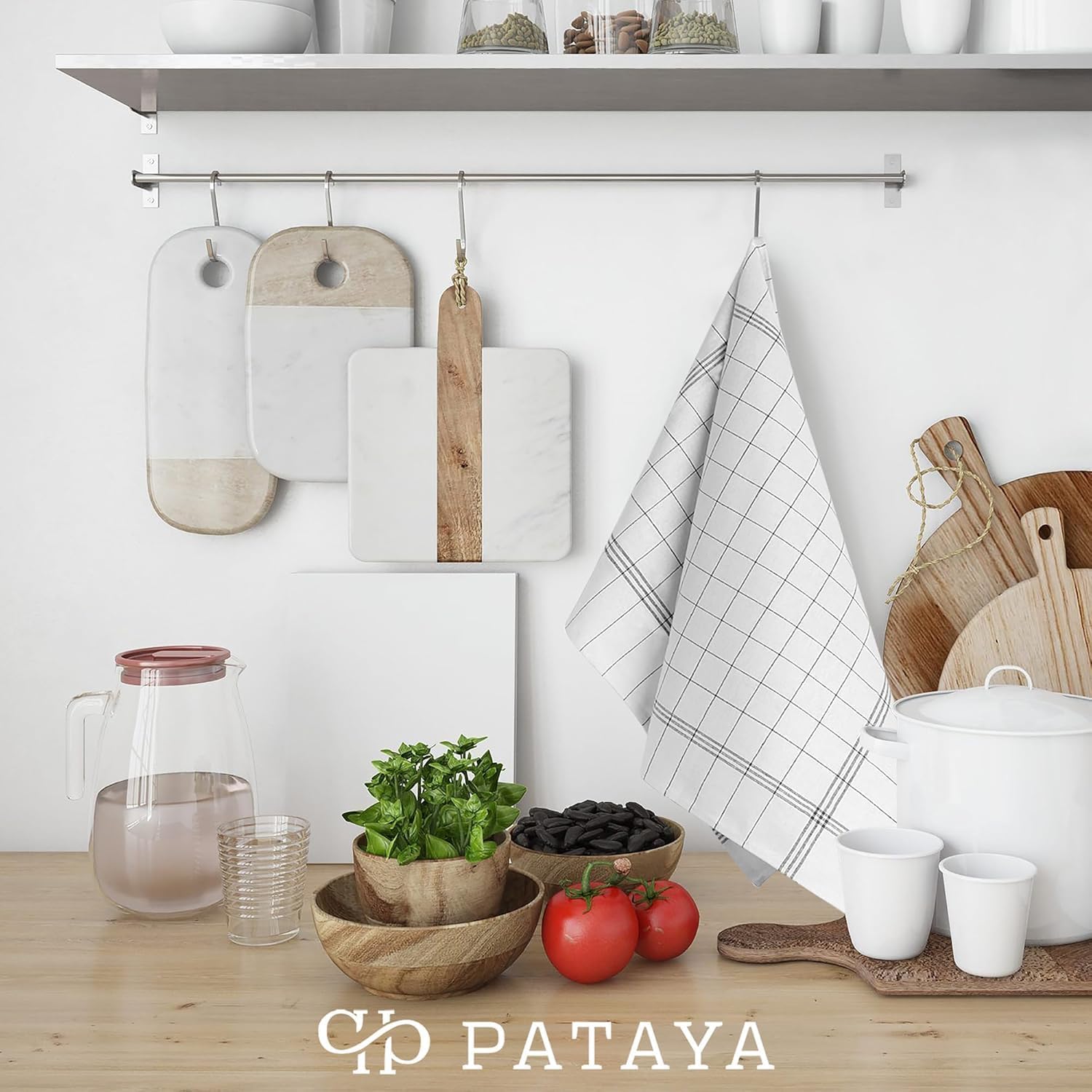 Pataya - torchons de cuisine lot de 20 - 50x70 cm - coton Oeko-TEX absorbant