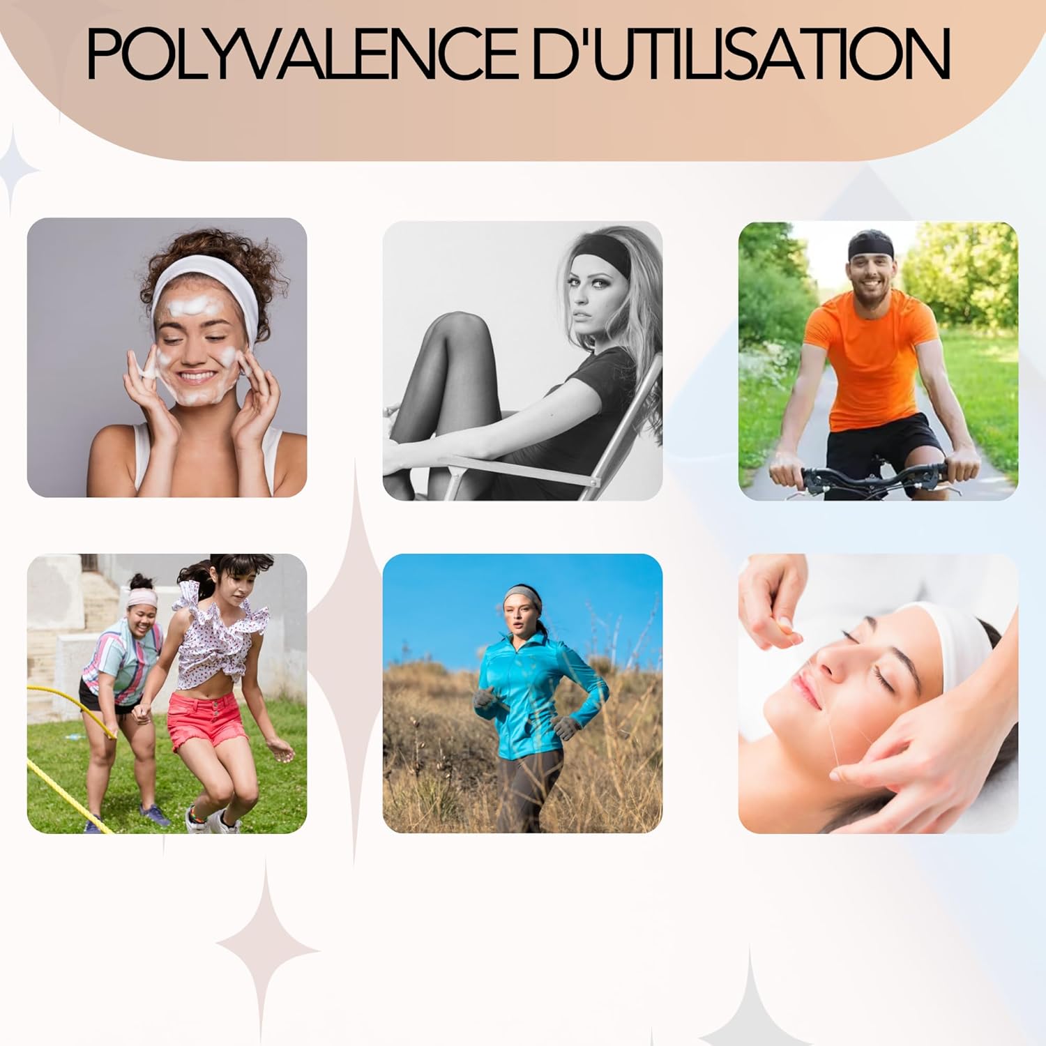 Bandeau cheveux élastique - 3pcs - antidérapant, respirant, sport, maquillage