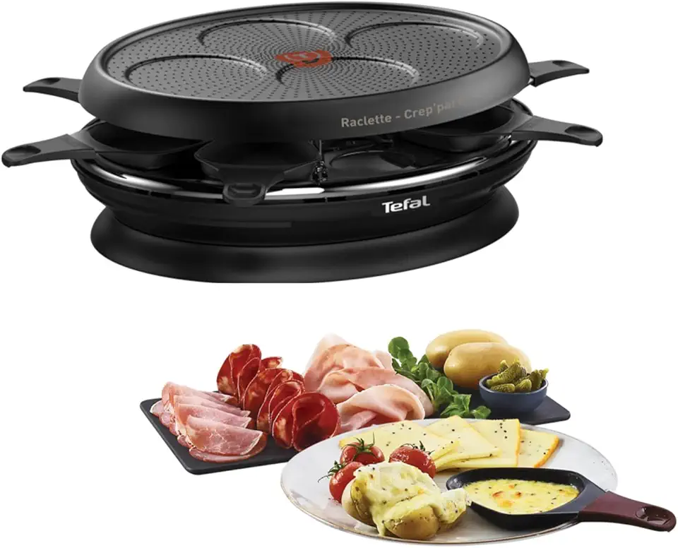 Tefal - raclette Crêp’Party - 1050W, antiadhésif, Thermo-Spot, rangement, RE320812