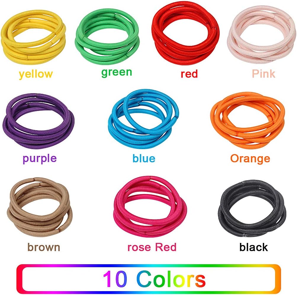 Bandes élastiques cheveux - 4mm - 50pcs, multicolore, femme & fille