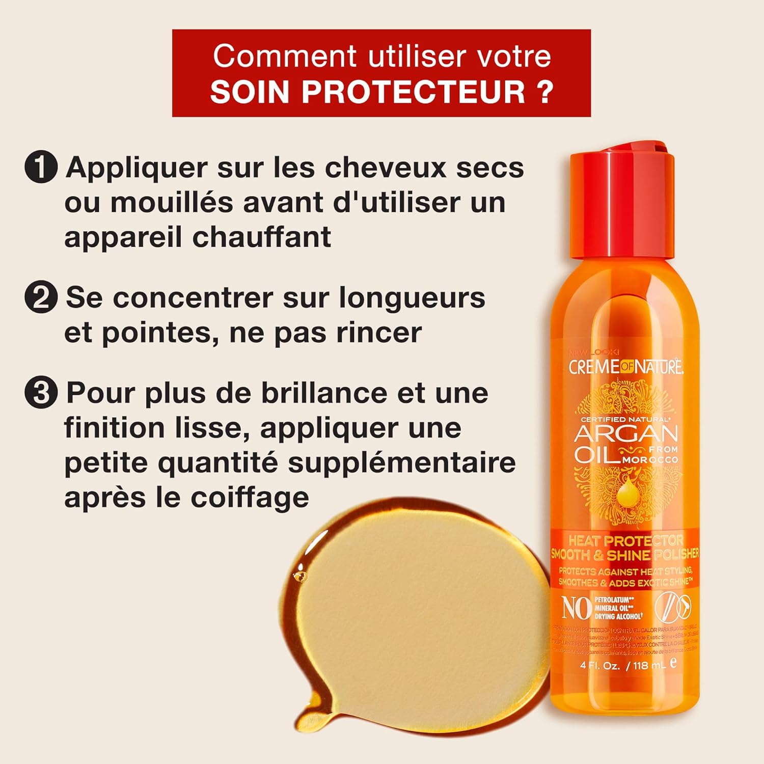 Creme of Nature - Argan Oil Heat Protector - 118ml - soin apaisant cheveux bouclés sans rinçage