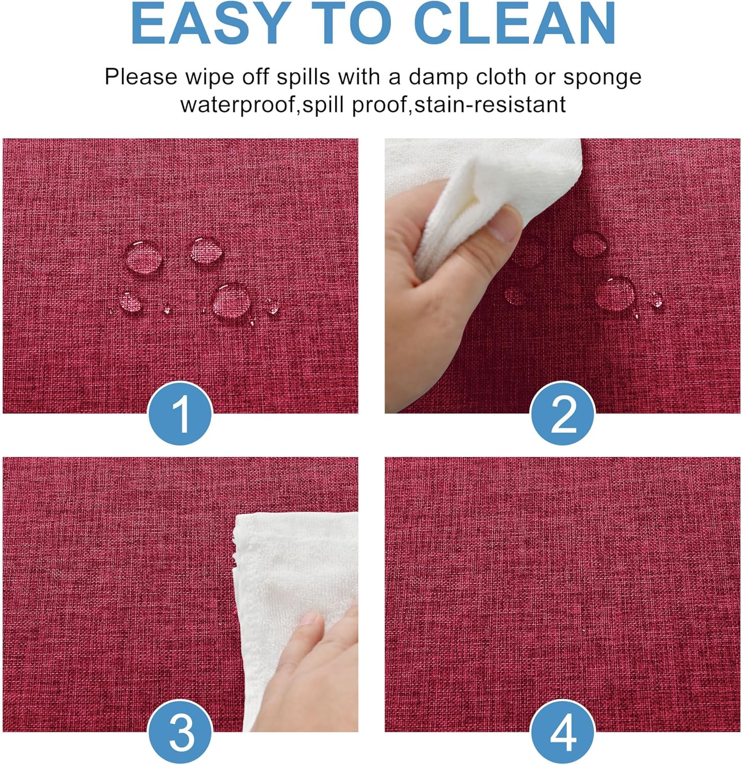 DWCN - nappe rouge aspect lin - 135x160cm - lavable, imperméable, anti-tache DWCN