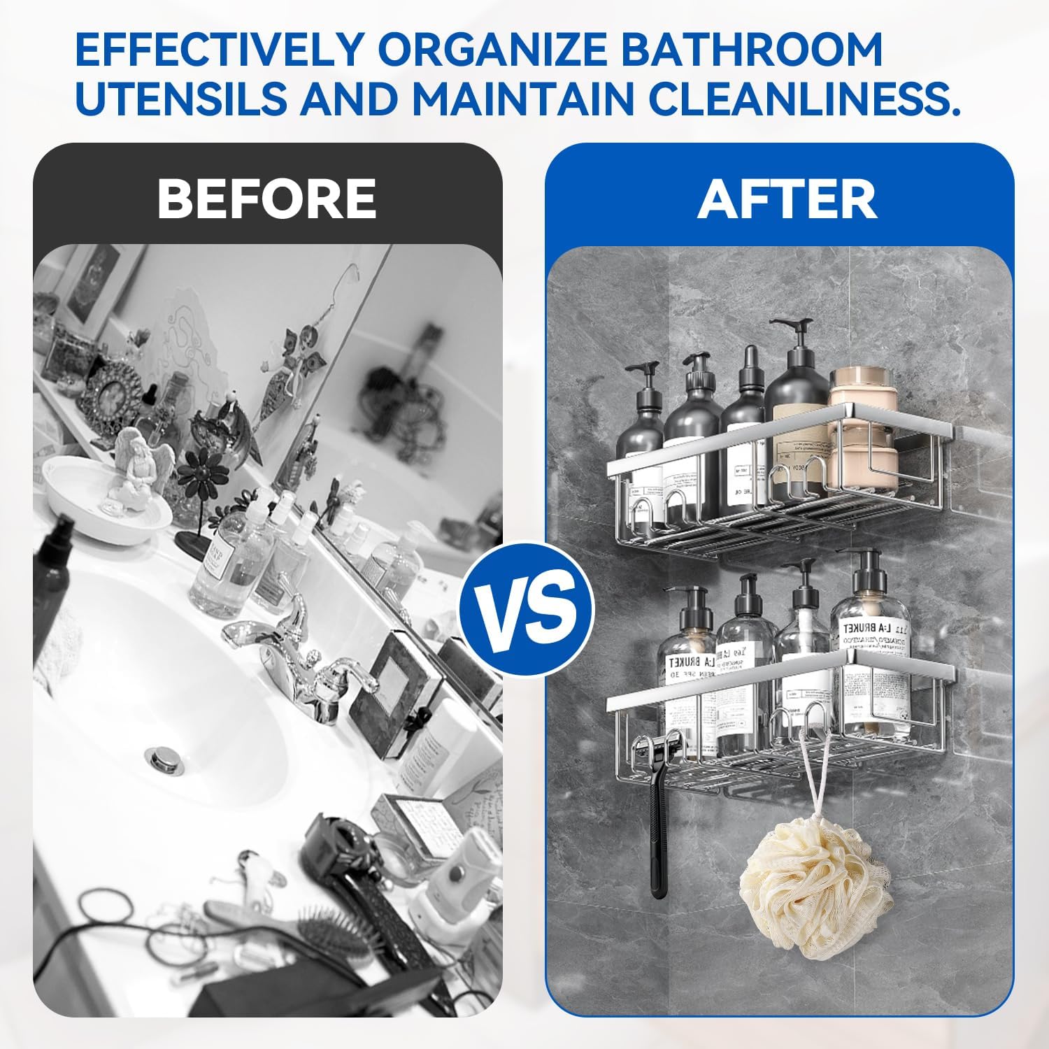 AceMining - étagères salle de bain inox, lot de 3, sans perçage