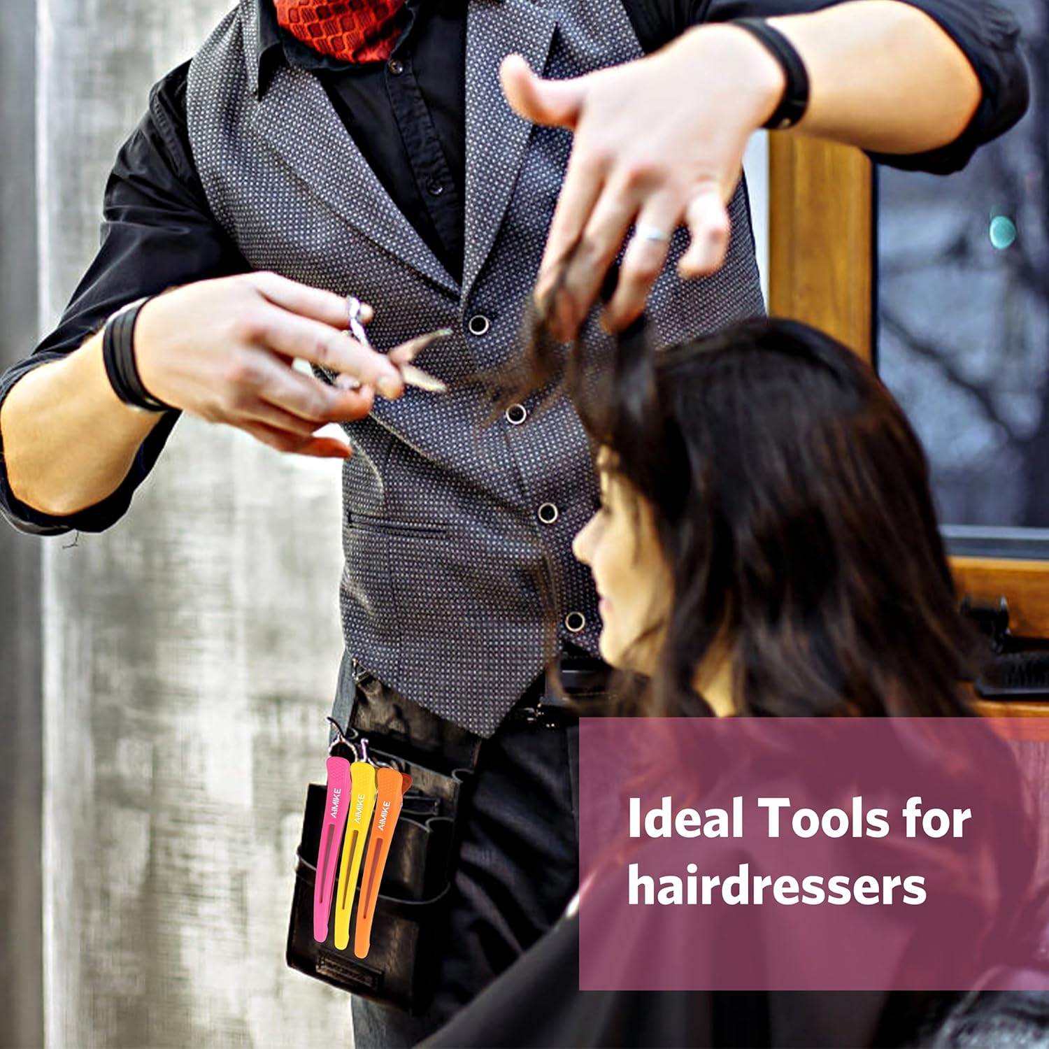 AIMIKE - Pince à cheveux sectionnement 12pcs - antidérapantes, sans trace, bec de canard, néon